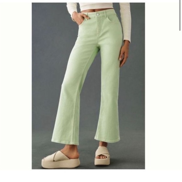 Anthropologie Pilcro Aloe Green The Yaya High Rise Crop Flare Jeans - Picture 1 of 10